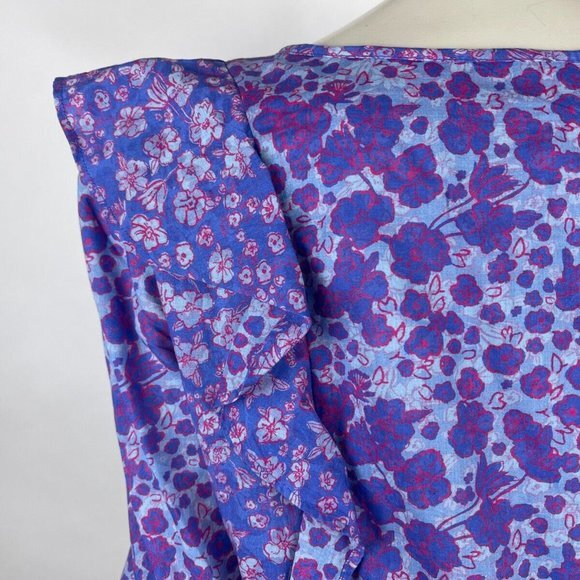 Vineyard Vines Floral‎ Ruffle Button-Up Blouse Top Women 16 Long Sleeve NWOT - Picture 8 of 11